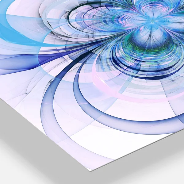 Design Art Turquoise Fractal Flower Pattern - Floral Digital Art Glossy Metal Wall Art - Size: 20 in. Wide x 12 in. High, Blue