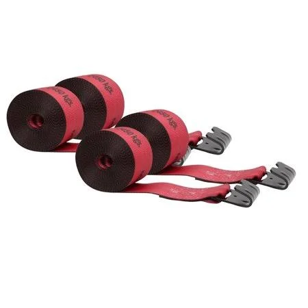 Mytee Products (4 Pack) Kinedyne 4 inchx30& Winch Straps w/Flat Hook, WLL 5400 Trailer Flatbed Tie Down Strap - Red, Size: 4 x 3