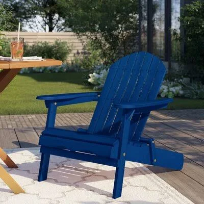 Boone Solid Wood Folding Adirondack Chair Frame Color: Blue