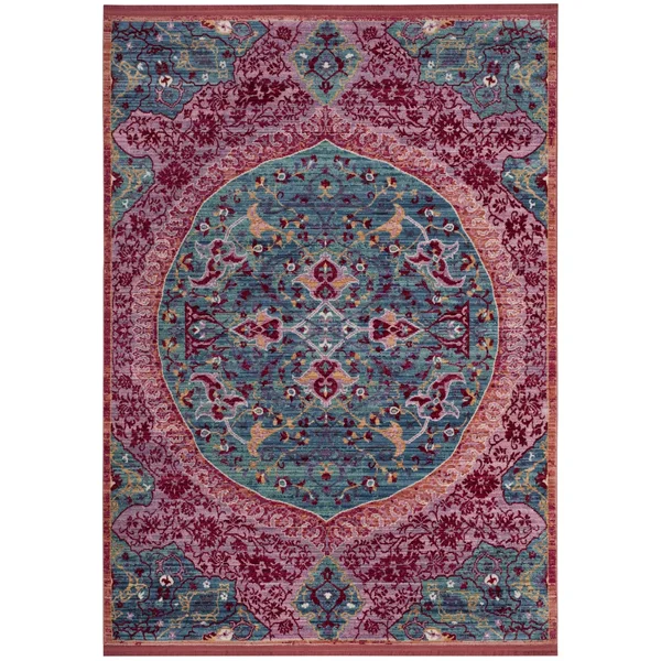 Safavieh SUT401B Sutton Turquoise, Fuchsia Area Rug - 4& x 6&