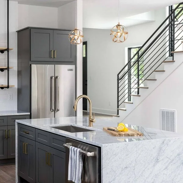 LNC Modern Geometric 1-Light Antique Gold Globe Pendant for Kitchen Island - D8x22x H8x22