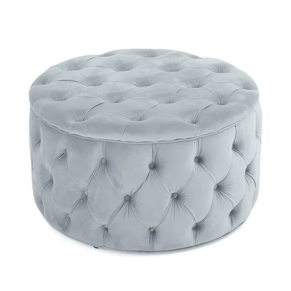 Maelyn Plush New Velvet Ottoman - Dark Gray