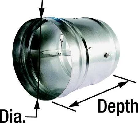 Dayton 2TFZ7 Round Fire Damper, 165 Deg F, 13-5/8 in. D