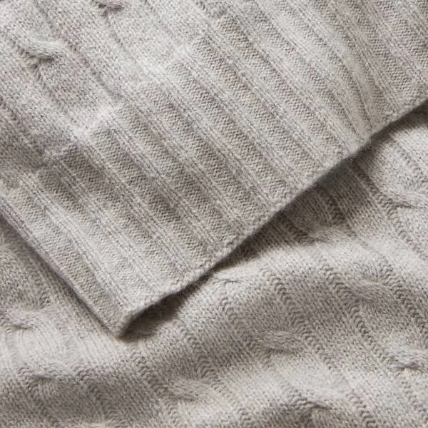 Ralph Lauren Cable Cashmere Throw Blanket - Heather Gray