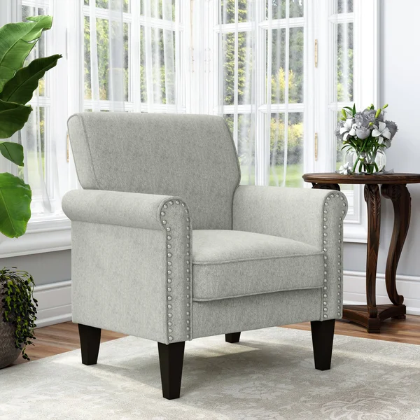 Copper Grove Herve Rolled Arm Chair - Bark Brown Chenille