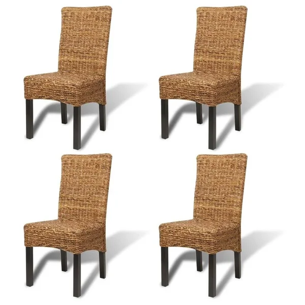 vidaXL Dining Chairs 4 Pcs Abaca and Solid Mango Wood