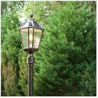 Gama Sonic Royal Bulb Solar Lamp Post with GS Solar Light Bulb Single Lamp Brushed Bronze