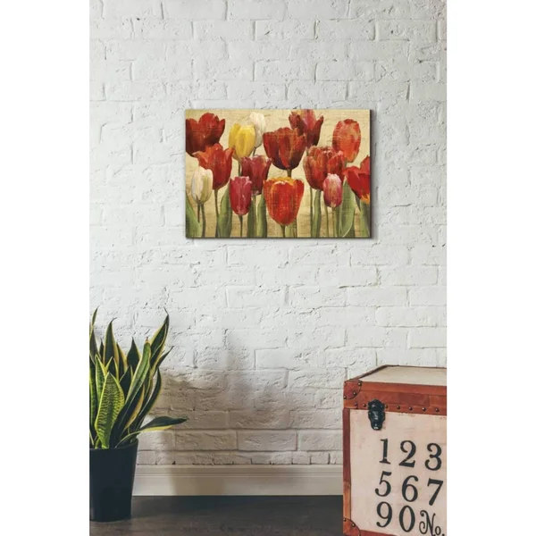 Epic Graffiti &Tulip Fantasy on Cream& by Marilyn Hageman - Canvas Wall Art, 40x22x26x22