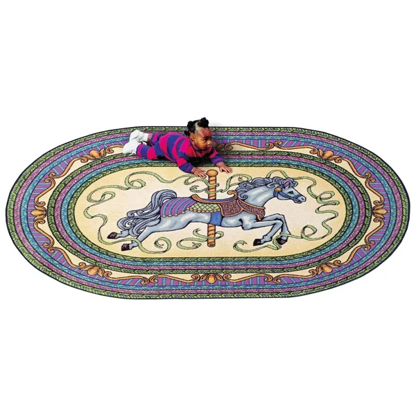 Joy Carpets 1473 Carousel Rug - Pink - 3&10x22 x 5&4x22 Oval