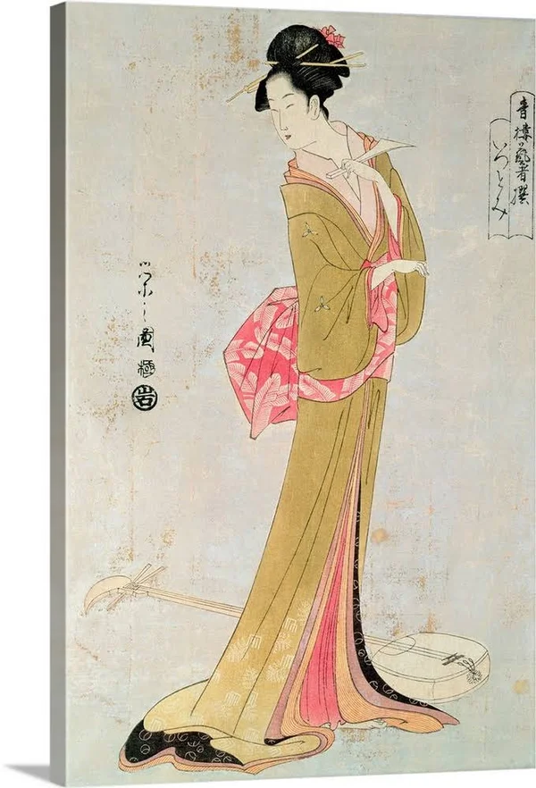 Portrait of A Japanese Woman by Yeishi, Canvas Wall Art, 40x60, Great Big Canvas