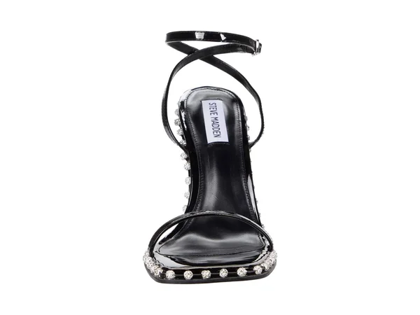 Steve Madden Women's Zelle Rhinestone Studded Heeled Sandals Black Multi (5, Black Multi)