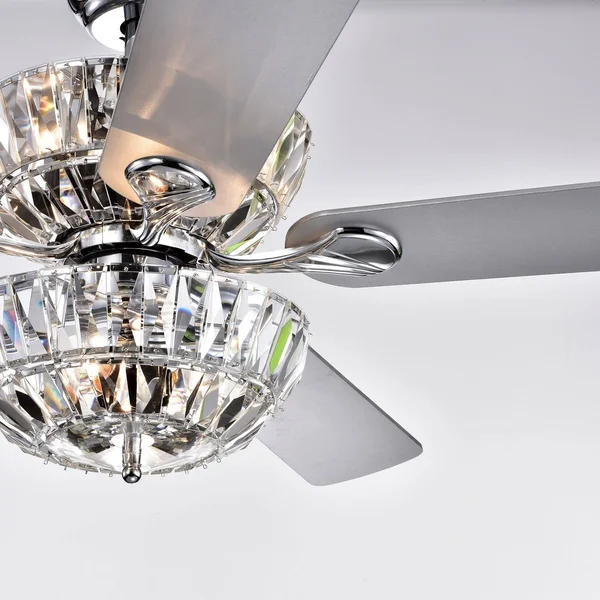 Senma Dual Lamp 52-Inch 6-Light Lighted Ceiling Fan with Crystal Bowl Shades Remote Controlled