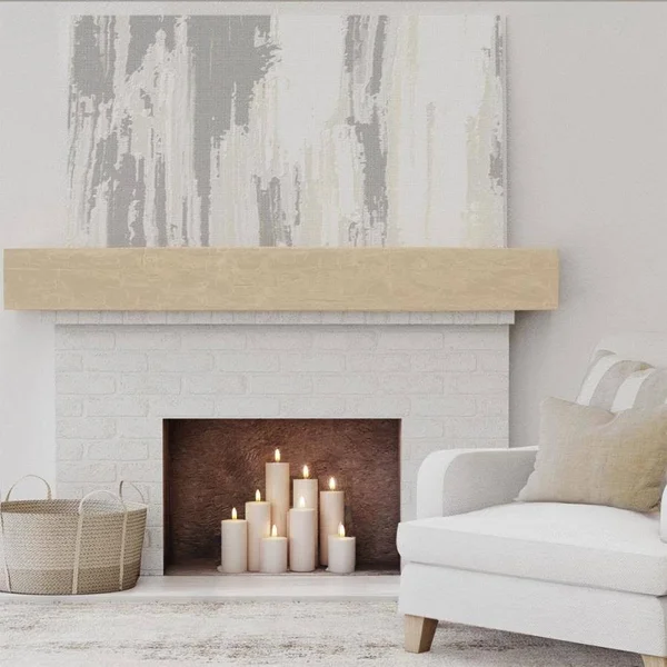 Ekena Millwork MANUHH04X08X72PP 4x22H x 8x22D x 72x22W Hand Hewn Faux Wood Fireplace Mantel, Natural Pine