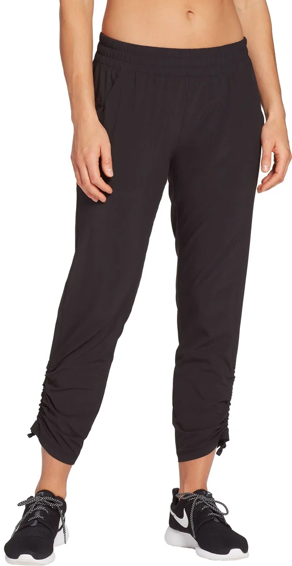 Calia by Carrie Underwood Women's Journey Ruched Cropped Pants, XS, Black