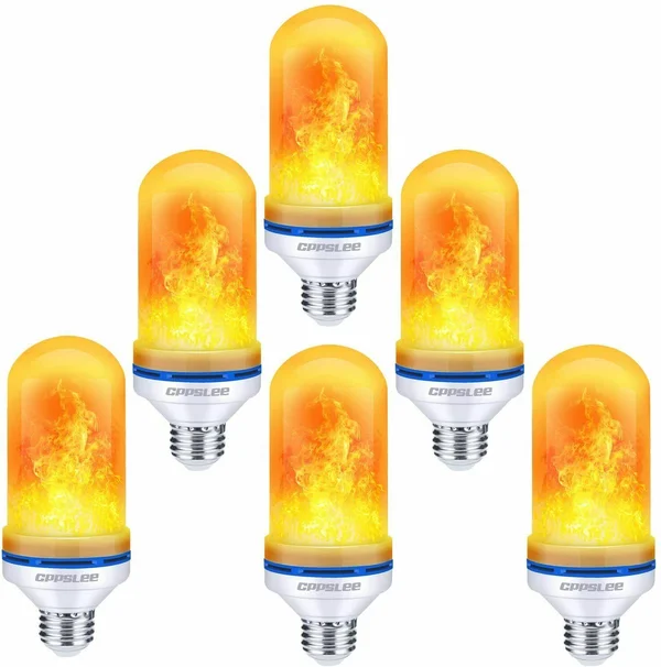 Cppslee LED Flame Effect Light Bulb - 4 Modes Flame Lights Bulbs, E26 Base Fire Light Bulbs with Gravity Sensor, Valentine Decora