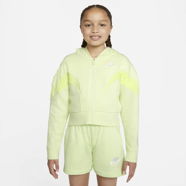Nike Big Girls& Air Full-Zip Hoodie - Yellow, Size: Large
