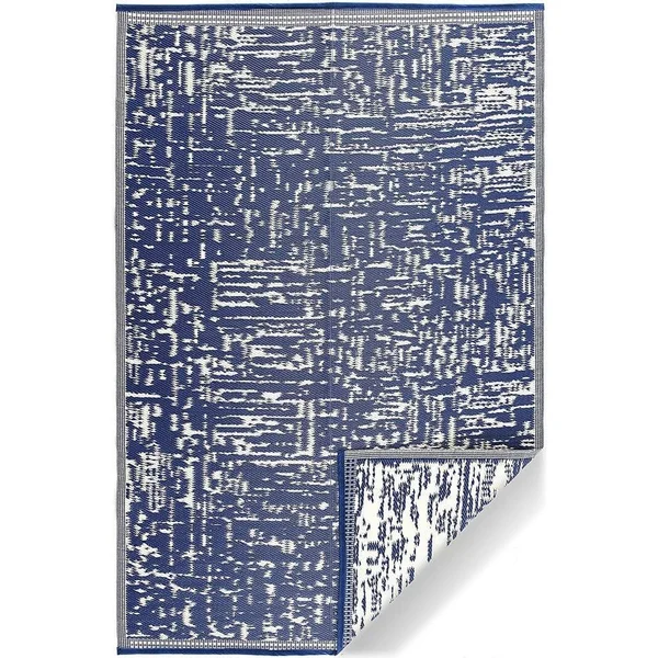 Lightweight Indoor Outdoor Reversible Plastic Area Rug - Ohio - Ohio-Blue 5 x 7