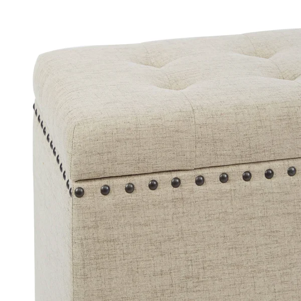 Penelope Nail Head Storage Bench Light Gray - Silverwood
