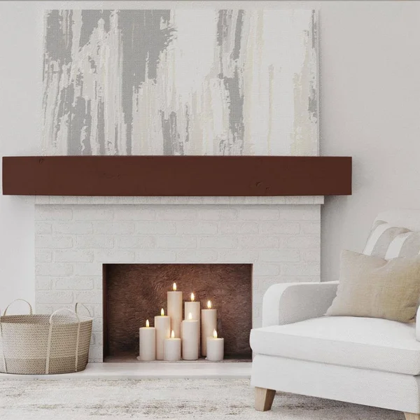 Ekena Millwork MANUKP04X06X72PE 4x22H x 6x22D x 72x22W Knotty Pine Faux Wood Fireplace Mantel, Natural Pecan