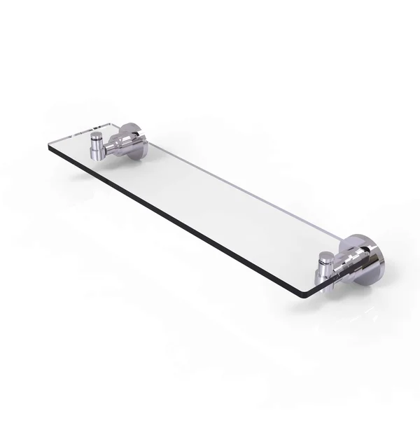 Allied Brass Washing Square Collection Glass Vanity Shelf with Beveled Edges - Polished Chrome - 22 inch
