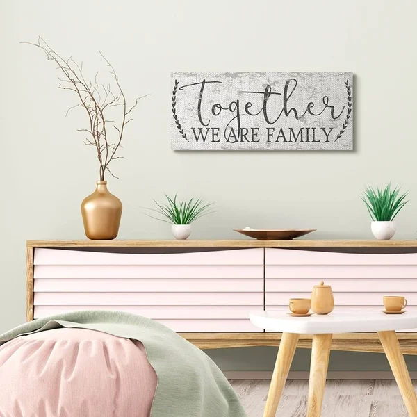 Stupell Industries Country Distressed Together We Are A Family Quote Canvas Wall Art Design by Dee Dee - 20 inch x 48 inch