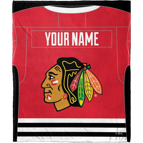 NHL Chicago Blackhawks Personalized Silk Touch Sherpa Throw Blanket Multi