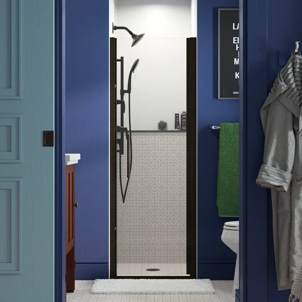 Sterling 5698-27adr-g05 Finesse Peak Frameless Pivot Shower Door with Clear Glass - 27-in W x 67-in H, Deep Bronze