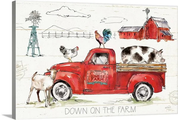 Down on The Farm II, Canvas Wall Art, 48x32, Great Big Canvas