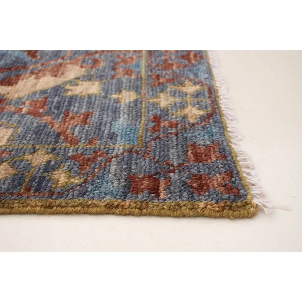 Hand-Knotted Finest Ushak Dark Blue Wool Rug 8&1x22 x 9&9x22