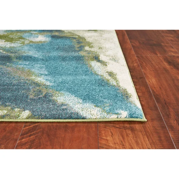 Porch & den Hamlet Teal Abstract Marbled Rug - 5& x 7&6x22