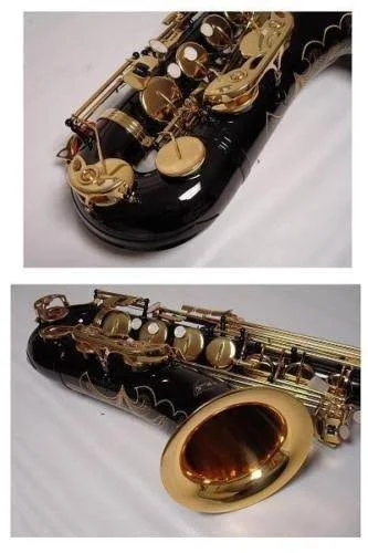 Professional Black Gold Tenor Saxophone, 33.5 x 14.0 x 9.0 inches