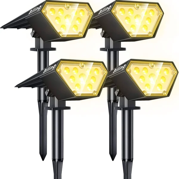 Biling Solar Spotlights Outdoor, 2-in-1 Solar Landscape Lights 12 LED Bulbs Sola