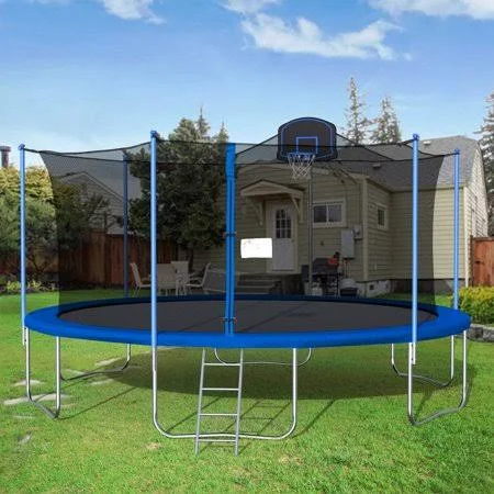 Segmart Trampoline for Kids, New Upgraded 16& Outdoor Trampoline with Safety Enclosure Net, Basketball Hoop and Ladder, Heavy-Du