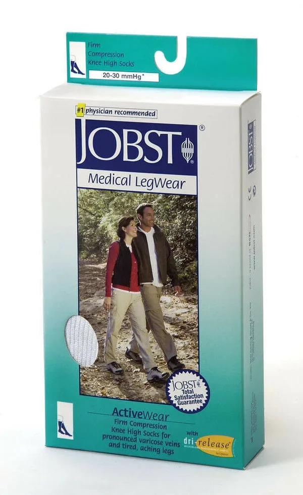 Jobst Activewear 20 - 30 mmHg Firm Support Unisex Athletic Knee Highs - Cool Black - Large