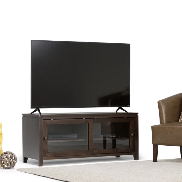 Wyndenhall Essex Solid Wood 48 inch Wide Contemporary TV Media Stand for TVs Up to 50 Inches - 48&& x 17.5&& x 21 - Farmhouse Gr