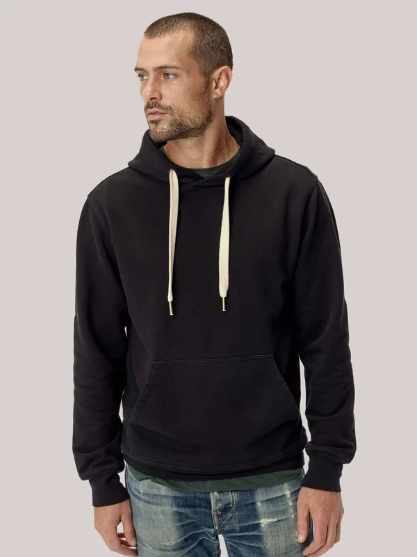 Buck Mason Men's Brushed Loopback Hooded Sweatshirt in Black - Size Small, Cotton