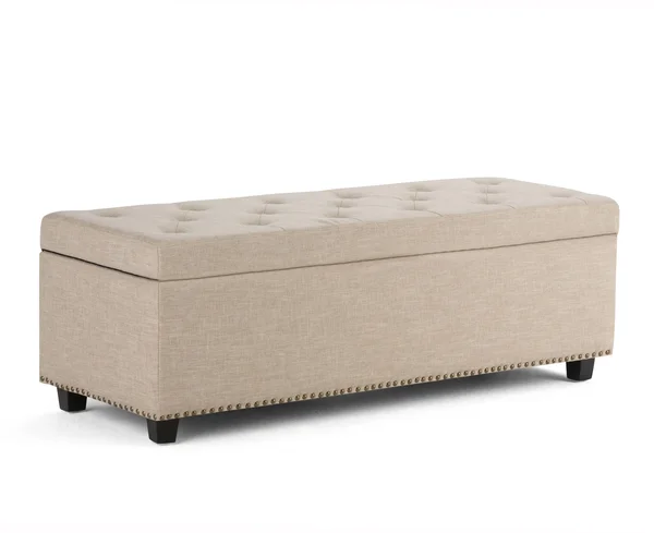 Simpli Home Hamilton Linen Look Storage Ottoman - Natural