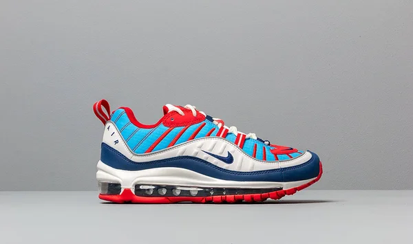 Nike White and Blue Air Max 98 Sneakers