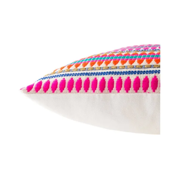 Cante Striped Multicolor/ Ivory Lumbar Pillow 14x20 inch - Jaipur Living PLW103386