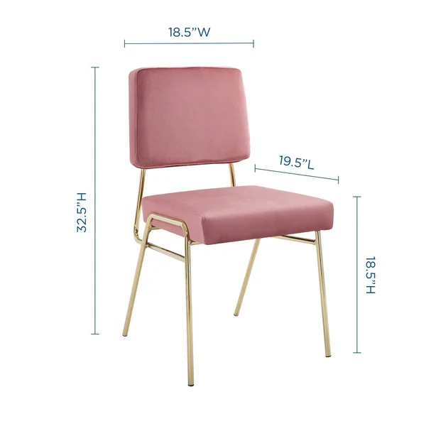 Modway Craft Performance Velvet Dining Side Chair - Gold Navy