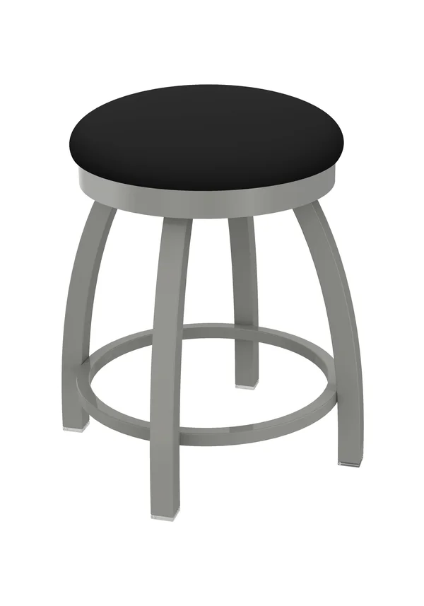Holland Bar Stool 802 Misha 18x22 Swivel Vanity Stool with Anodized Nickel Finish and Black Vinyl Seat
