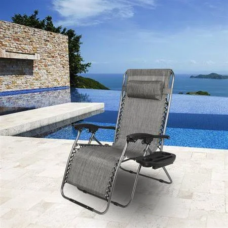 Zero Gravity Chair Outdoor Chaise Lounge Chairs Oversize XL Wider Armrest Adjustable Folding Pool Recliner Beach Chair w/Cup Hol