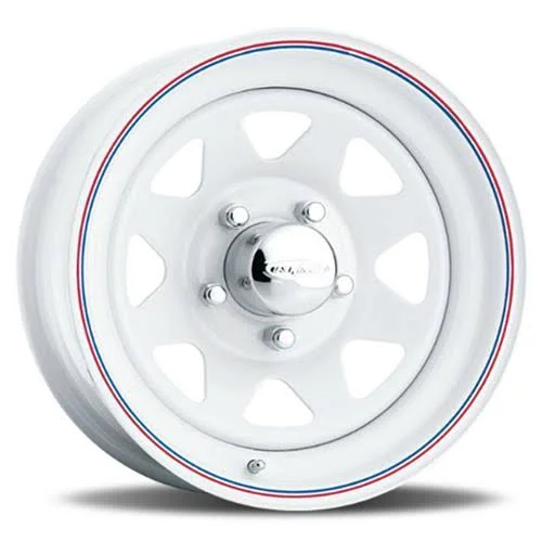 15x7 5x139.70mm|5x5.5 inch U.S. Wheel 70 Series White 8-Spoke Wheels
