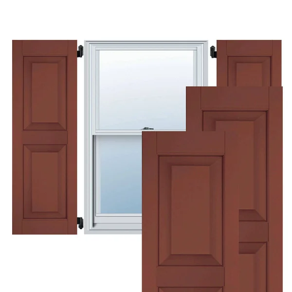 Ekena Millwork 12 in. x 77 in. Exterior Real Wood Western Red Cedar Raised Panel Shutters Pair Country Redwood