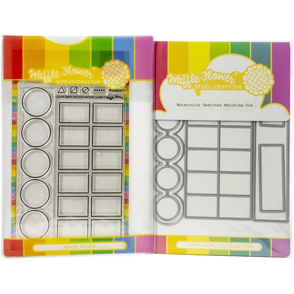 Waffle Flower Stamp & Die Set Watercolor Swatches