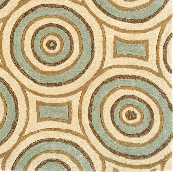 Linon Trio Area Rug - Cream, Aqua, Size: 8 x 10 ft.