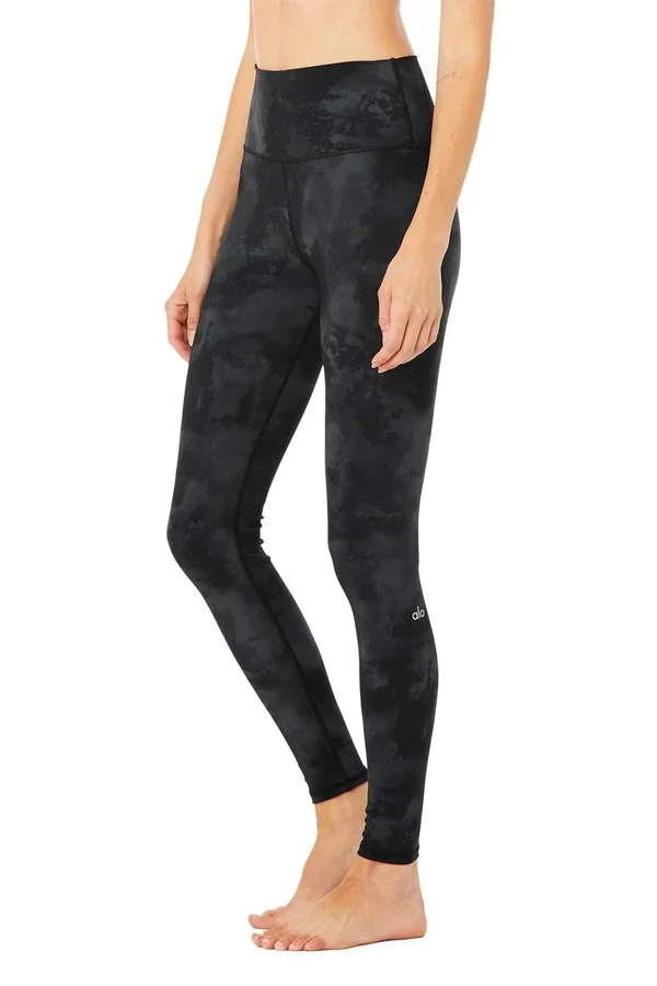 High-Waist Solarized Tie-Dye Legging - Black