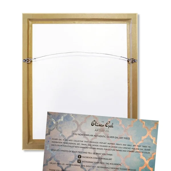 Oliver Gal Fashion and Glam Wall Art Framed Canvas Prints 'Dramatic Entrance Gold' Chandeliers - Gold, White - 45 x 30 - Black