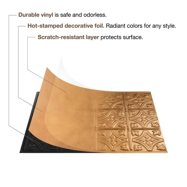 Fasade 18in x 24in Rib Cracked Copper Backsplash Panel (5 Pack)