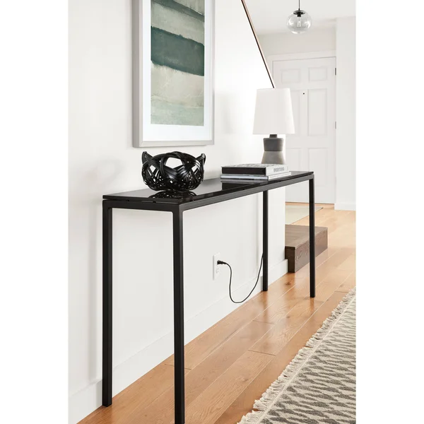 Room & Board - Modern Parsons 60W 12D 29h Console Table w/ 1.5x22 Leg, Maple Top w/ Ocean Blue Base